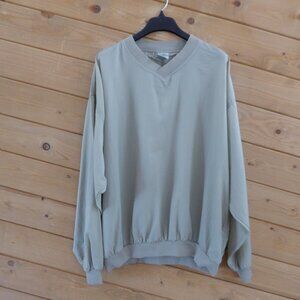 Munsingwear Khaki Green V-neck Pull Over Jacket Golf Top Windbreaker Men's XXL